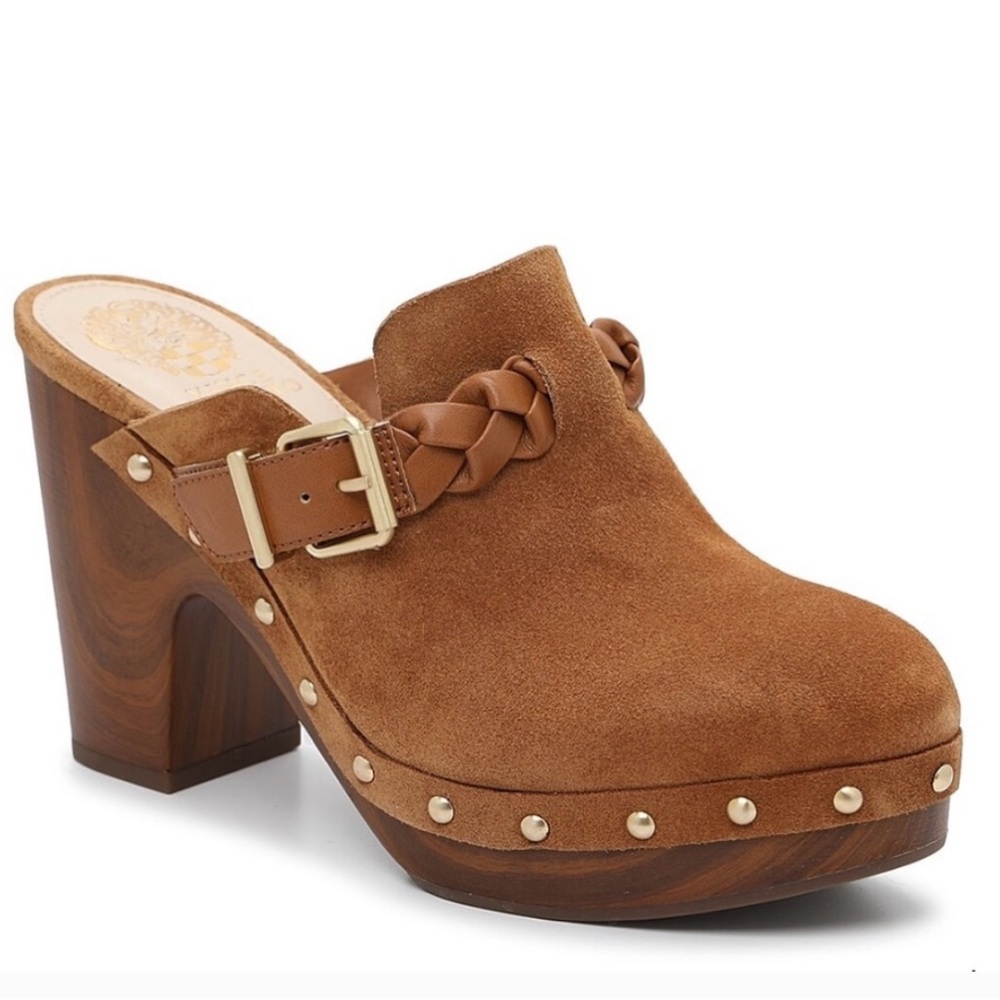 Vince Camuto Brown Cognac Suede Women's Clogs Size 8